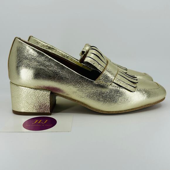 Gentle Souls by Kenneth Cole Women's Ethan Gold Kiltie Fringe Pump Heels Size 7 - Picture 1 of 11